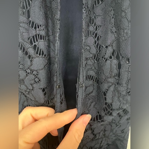 High Neck Navy Lace Halter Dress - Picture 6 of 7